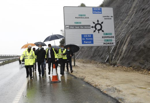 Gonzalo Trenor comproba o avance das obras de construción dunha nova cuneta de seguridade na autovía Ferrol-Vilalba, ao seu paso polo concello das Pontes